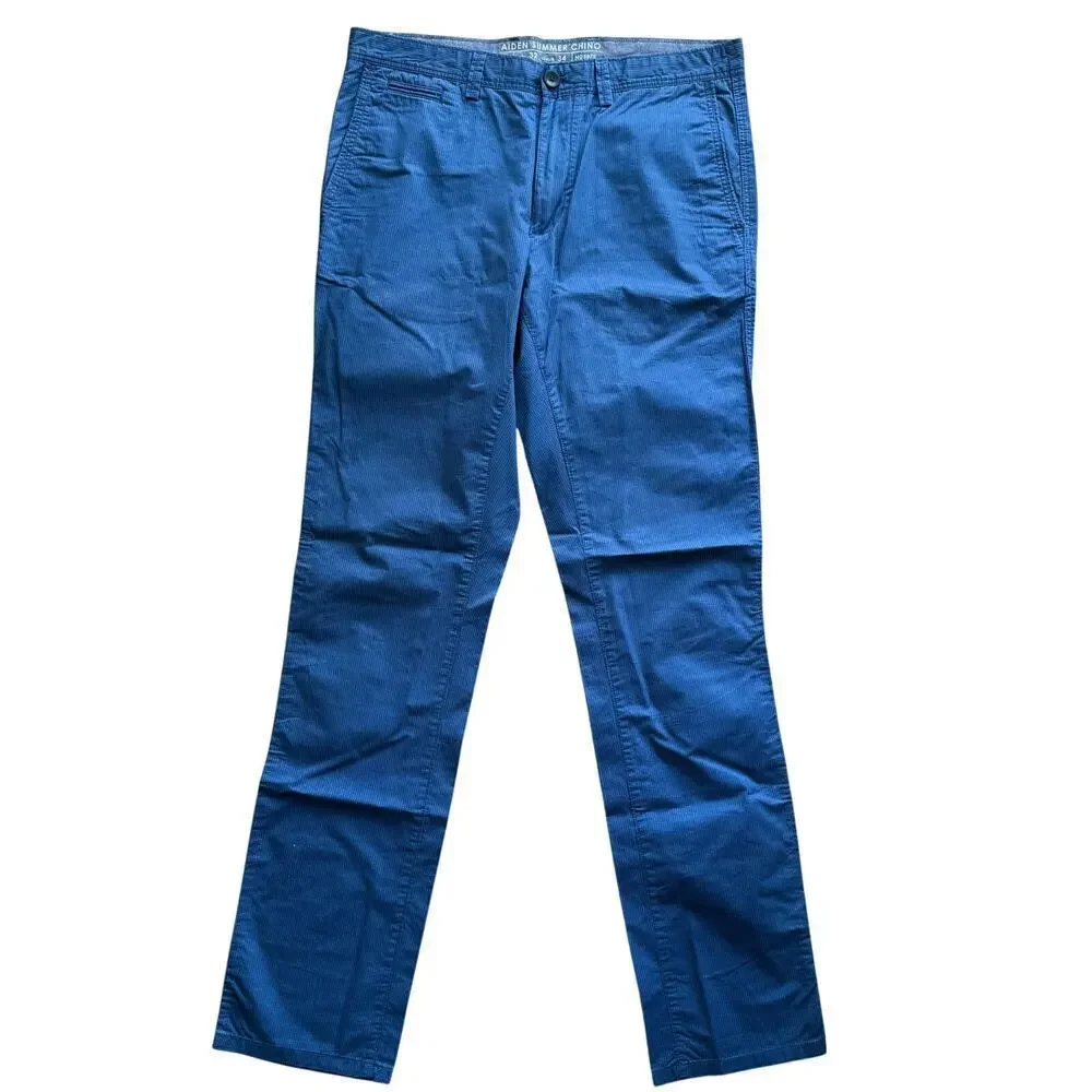 Banana Republic Aiden Summer Chino Blue Checkered Print Pants Size 32 x 34